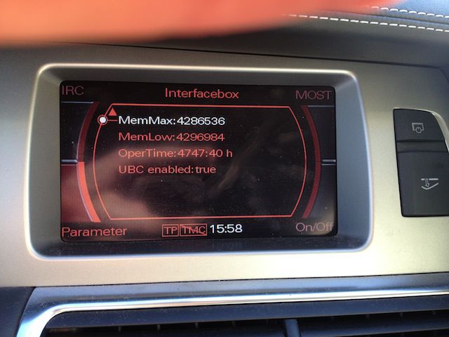 Przebieg Audi MMI 2G - motogodziny w ukrytym menu